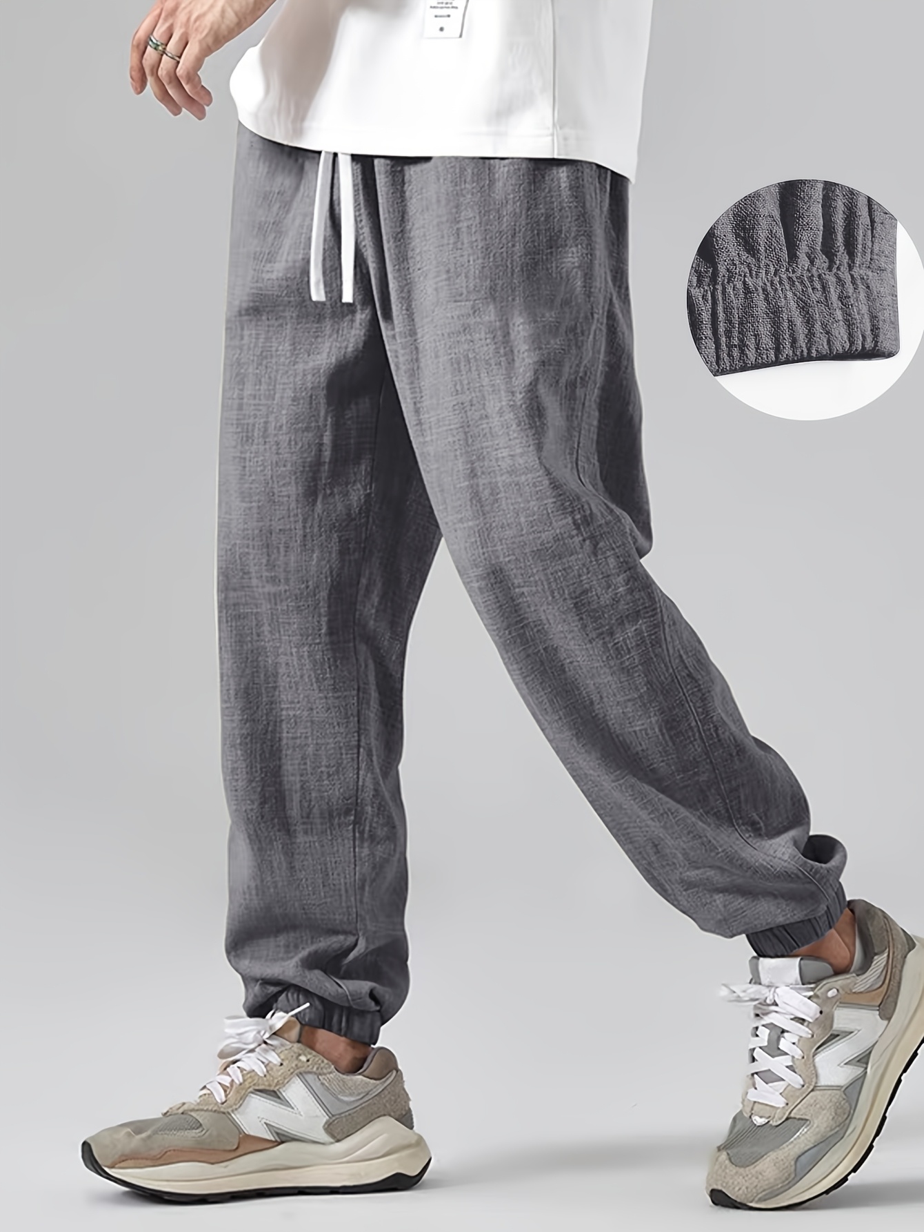 Men's Casual Linen Joggers - Breathable, Comfort Fit with Pockets for All Seasons