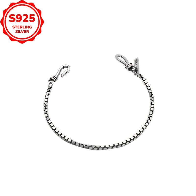 Vintage S925 Sterling Silver Box Chain Bracelet