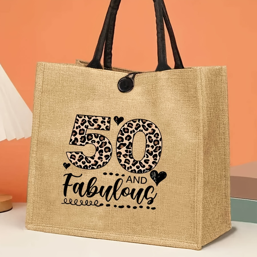 TEMU American-style 50th Birthday Tote Bag, Durable Printed Handbag For Picnics, Parties & â Stylish And Spacious Gift Idea
