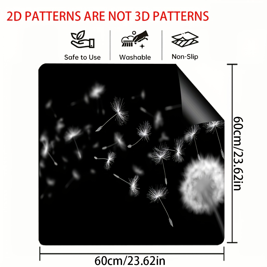 TEMU 1pc 2d Flat Printing Stove Cover Mat | Dandelion Flower Pattern, Dish Dryer Mat For Induction Cooktop, Elegant Kitchen Decor, Durable Countertop
