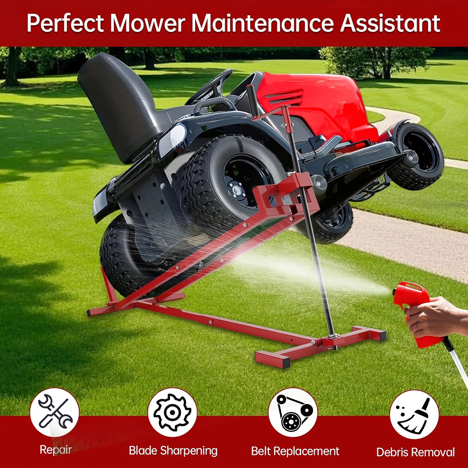 Temu – TEMU Lawn Mower Lift Jack 882lbs Adjustable Telescopic Maintenance Jack For Mowers & Garden Tractors