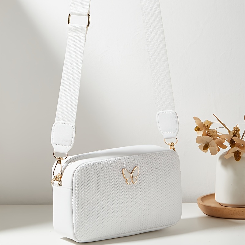 Bolsa De Hombro De Piel Sintética, Con Relieve Geométrico, De Estilo Preppy, Cartera Cruzada Informal Para Mujer, Bolso Ligero Con Cremallera Y Forro De Poliéster, Con Correa Extraíble, Para Uso Diario Y Viajes