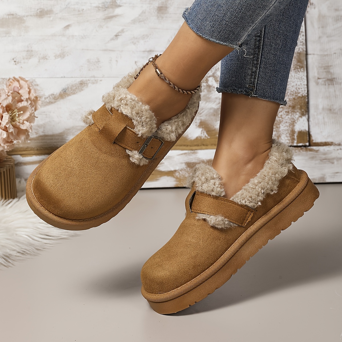 women's cozy loafers soft fur lining Temu Mauritius