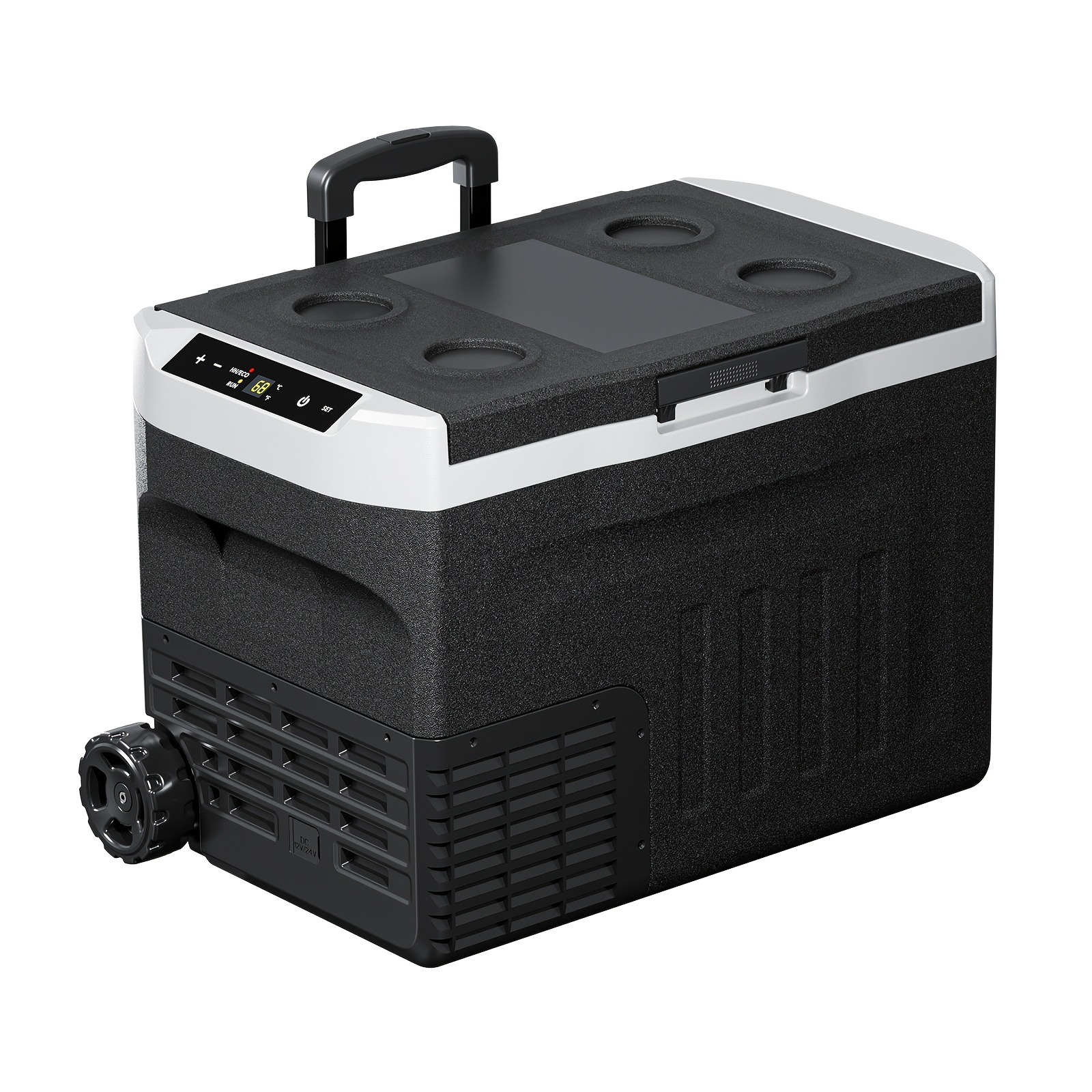 TEMU Upgraded 33 Qt Portable Compressor Car Fridge Freezer, 15min Cool To -4°f, -save & -cool , Ac/ 2 Charging, 3-level , Led Screen & Cup Holders,