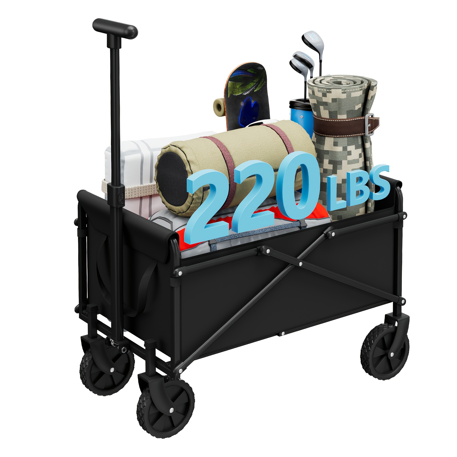 TEMU Multifunctional Garden Cart, Foldable Utility Trolley, Supermarket Shopping Cart, Camping Handcart, Storage Handcart, For Camping, Beach, Sports