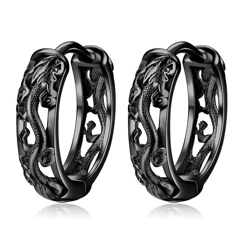 Fashionable And Stylish Men's Gun Black Stainless Steel Everyday Casual Versatile Earrings