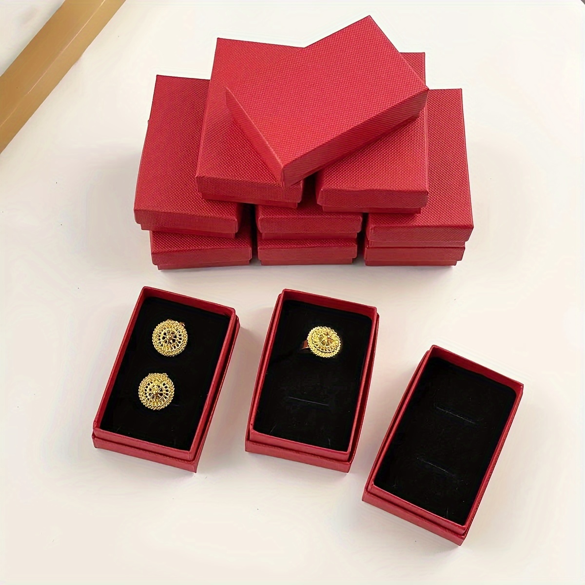 

Set Of 12 Boxes With Lids For Jewelry Presentation - Paper Boxes With Leaf And Ladybug Theme, Ideal For Wedding And Birthday Gift Packaging