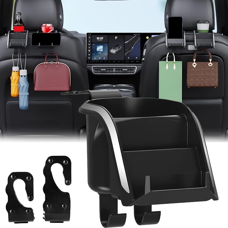 

3-in-1 Car Backseat Organizer With Cup Holder, Phone Mount & Purse Hooks - Abs Headrest Storage For , Road Trips & Travel Back Seat Organizer For Car