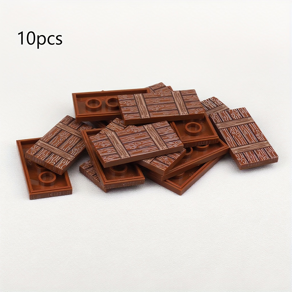 Image of 10pcs 2×4 Flat Panels | High-quality Abs Building Blocks With Printed Patterns, Mixed Colors, Assembled Toys