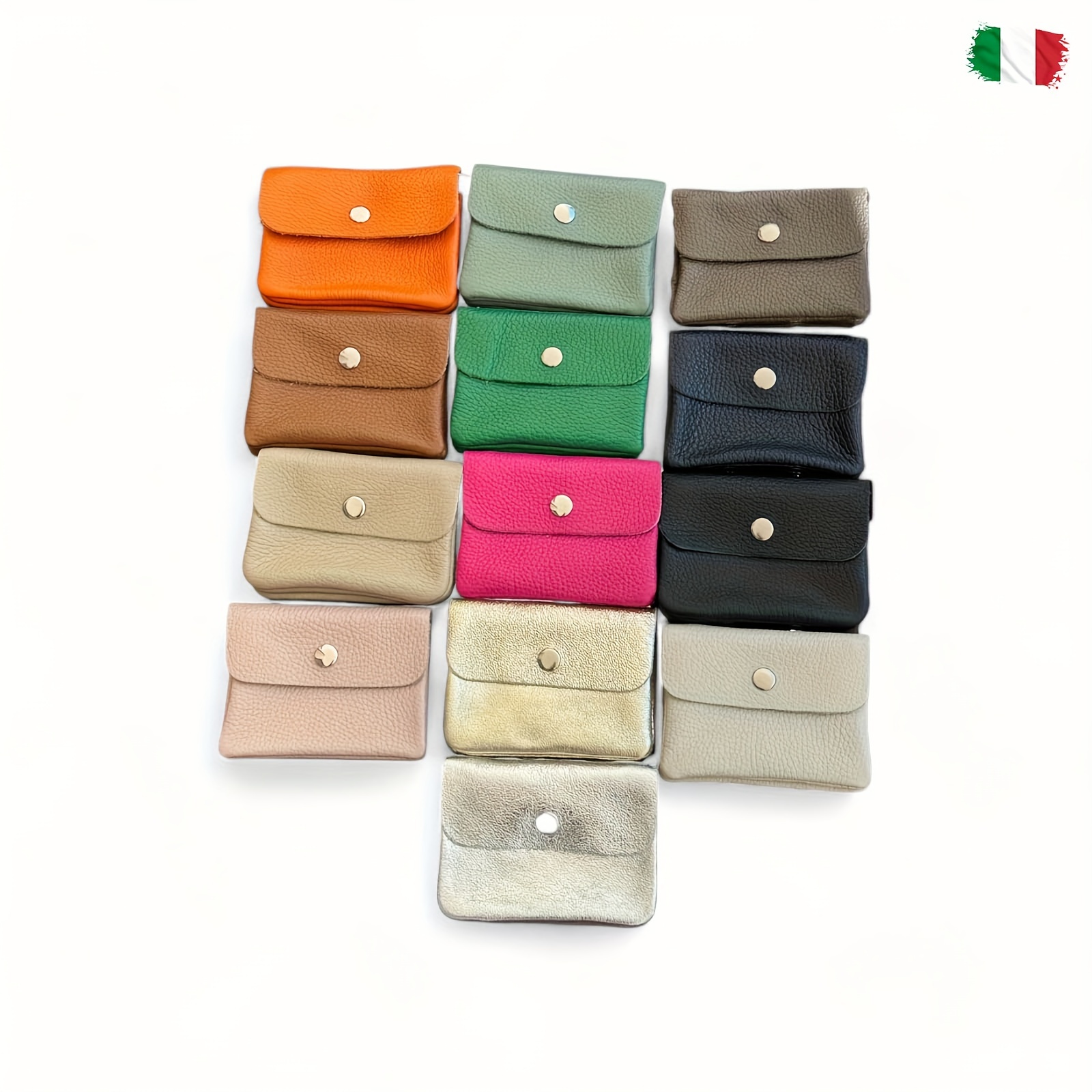 

Women', Card Holder, Square Solid Color Model, Made In Italy, , Compact And Portable, Snap Button Closure Design, Includes Small Zippered Pocket, Compartments, Used As Thanksgiving, Christmas Gifts