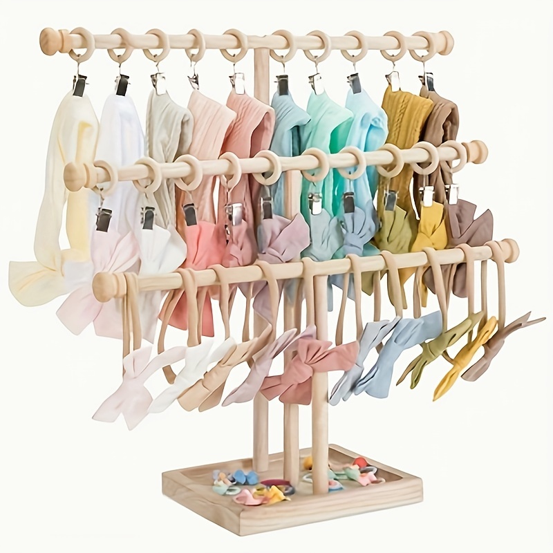 

Chic 3-tier Wooden Headband Stand - Bowknot Organizer For Hair Accessories, Perfect Gift For Women, For Return School