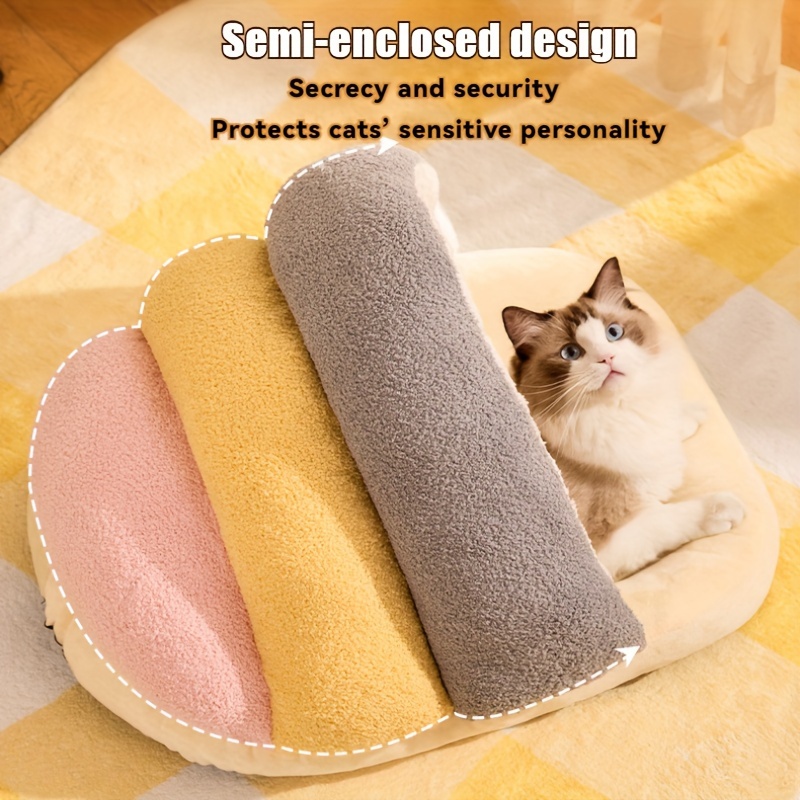 1pc cozy contemporary cat bed cave soft polyester fiber pet bed with warm blanket indoor cat and small dog house easy assembly comfortable sleeping nest for kittens and puppies Product details 3