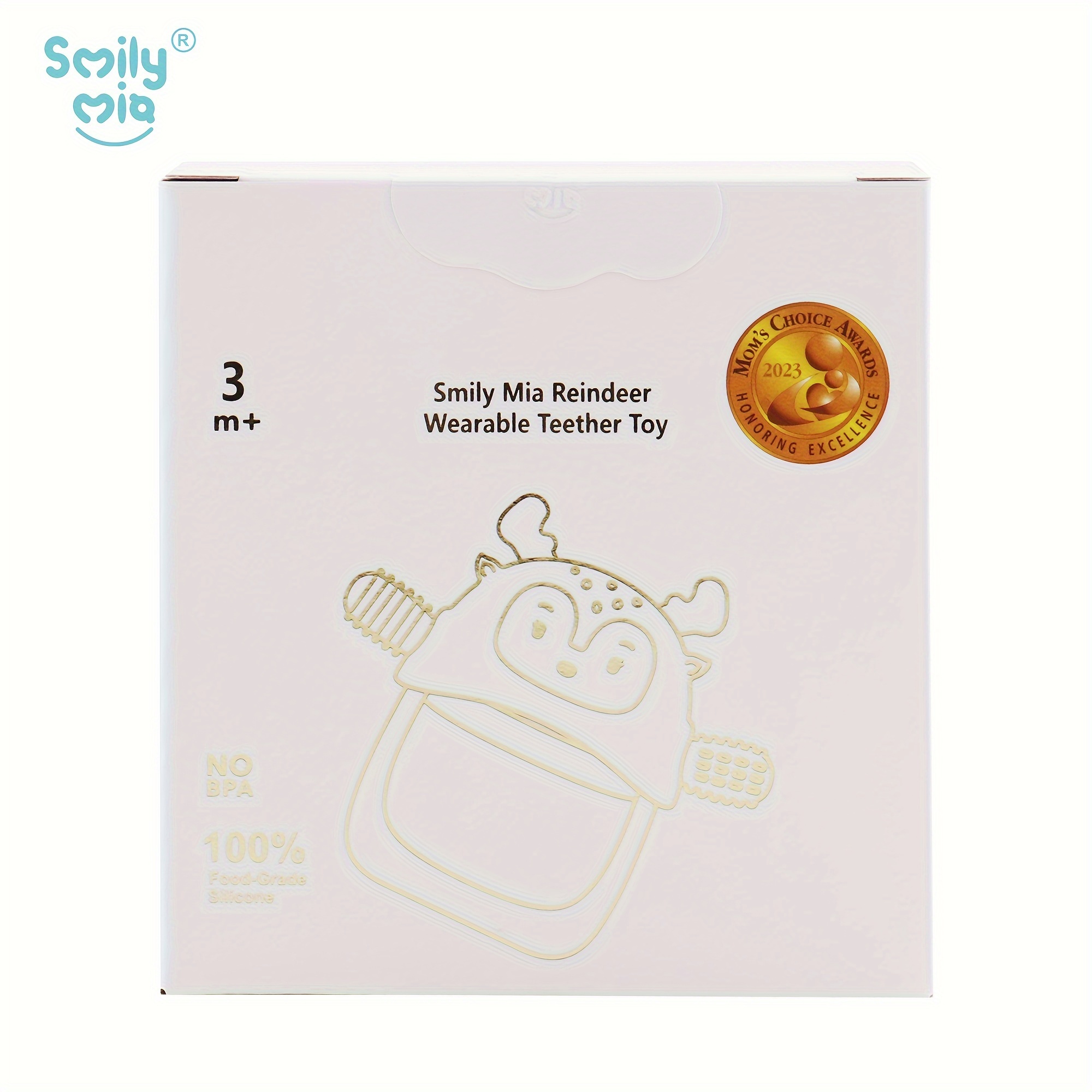 Smily Mia Teething Toys/Teethers for Babies 6-12 Months, Reindeer Baby Chew Toy 3-6 Months for Teething Cutting Off, Get-A-Grip Baby Hand Teether, Silicone Teething Mittens for 0-6Months, Silicone Baby Teether for 3M+