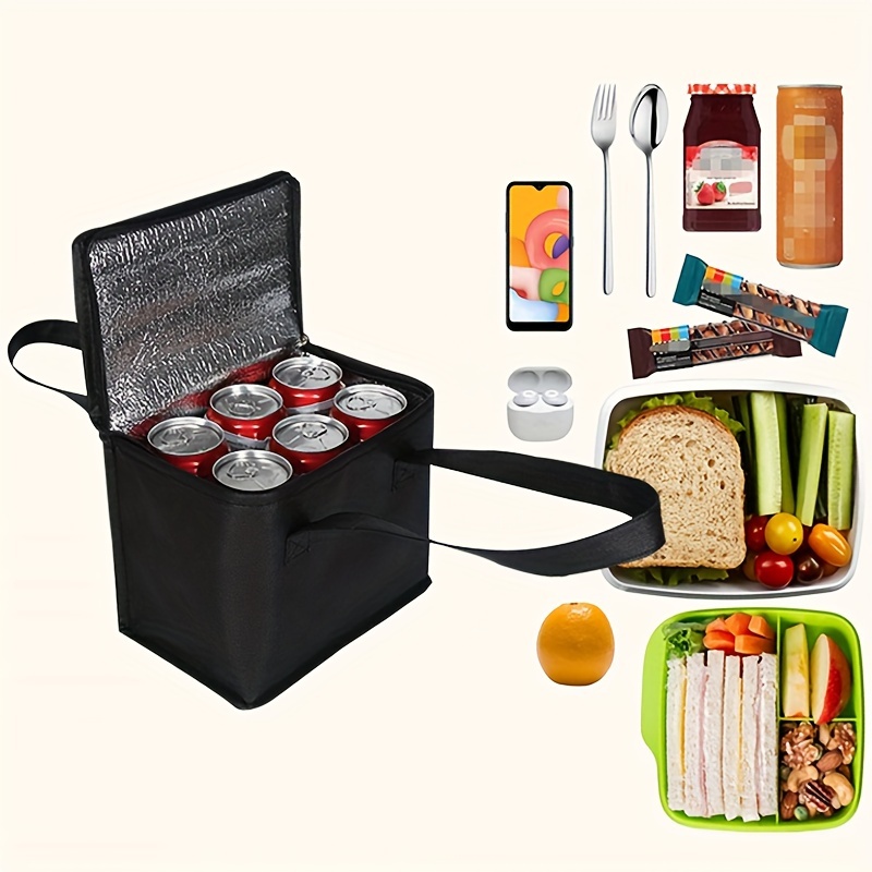 

Insulated Lunch Bag - Portable, Foldable Thermal Tote For Outdoor Picnics & Travel, Black Aluminum Foil With Pearl Cotton Lining