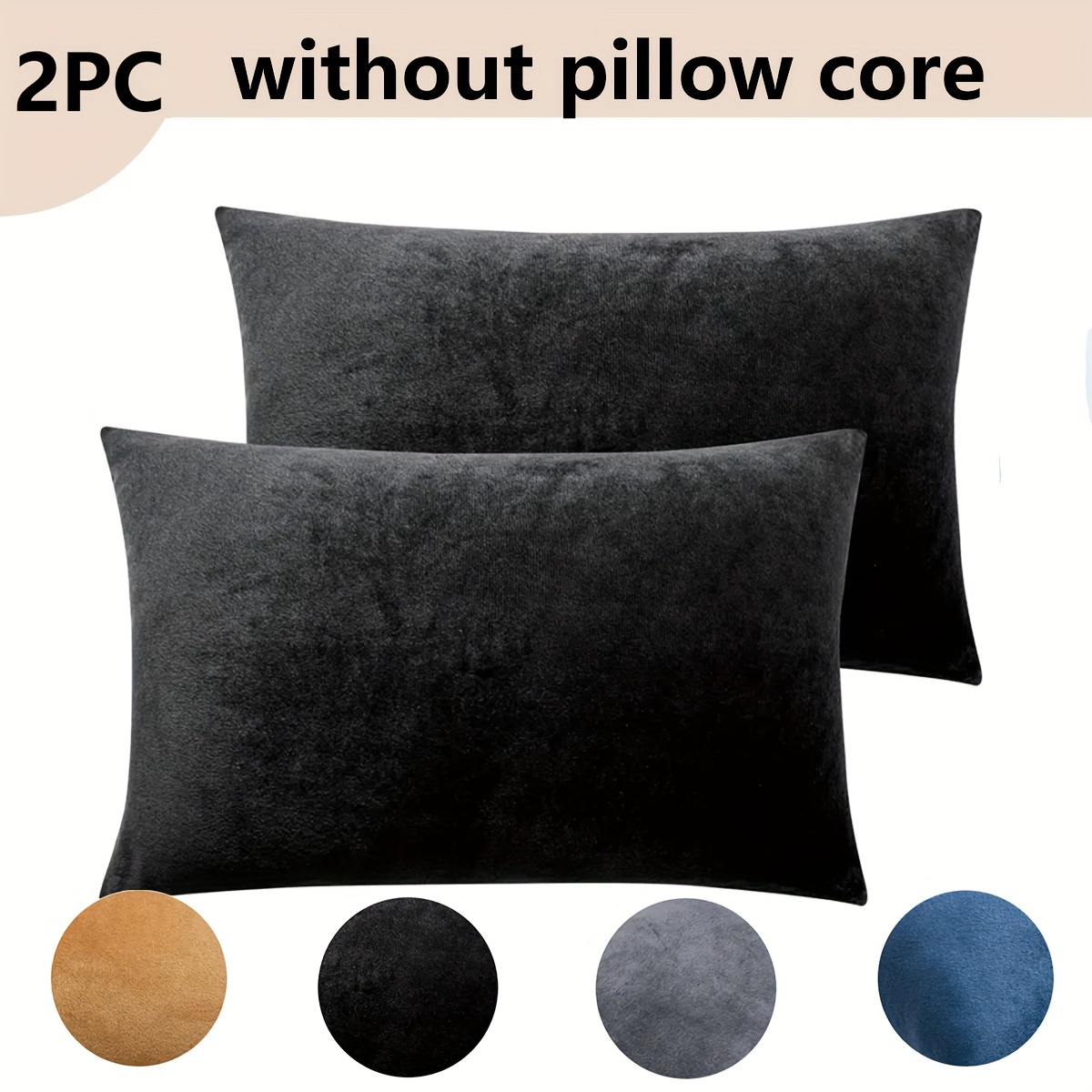 

Soft Milk Velvet Pillowcases Set Of 2, 180gsm Polyester Solid Color, Envelope Closure, Machine Washable, Cozy And Comfortable For All Seasons, Perfect For Bedroom And Hotel Decor