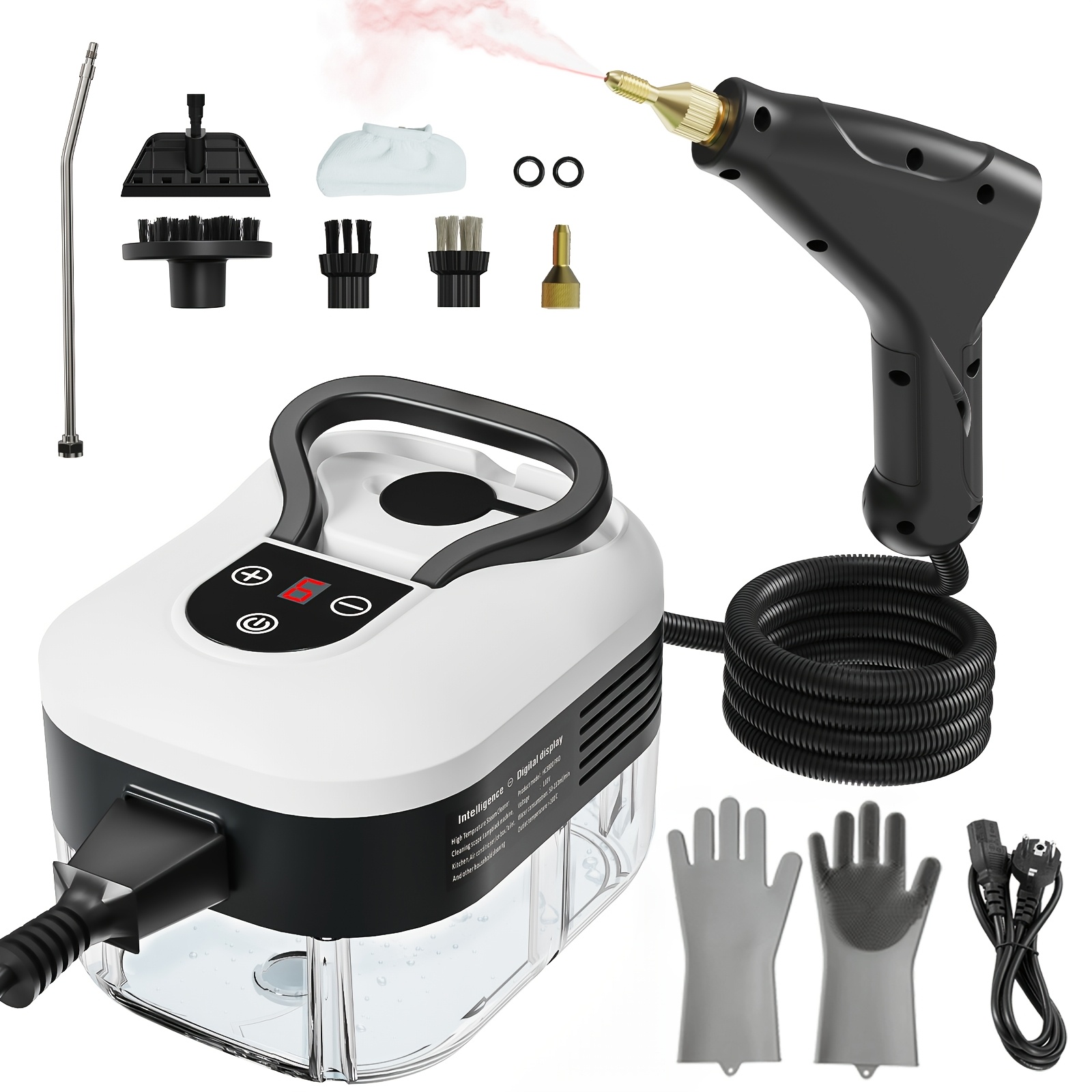 Image of 2500 W Steam Cleaner For Home, Pressurized Handheld Steam Cleaner, High-temperature Steamer For Cleaning Car Detailing, Grout, Couch, Floor Tile, Bathroom, Microwave, Mattress Bed Bugs, Windows