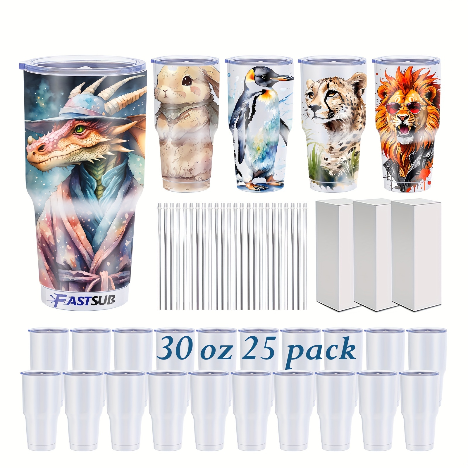 

25pcs, 30oz Sublimation Travel Tumbler, Insulated Cup With Splash Proof Sliding Cover And Straw