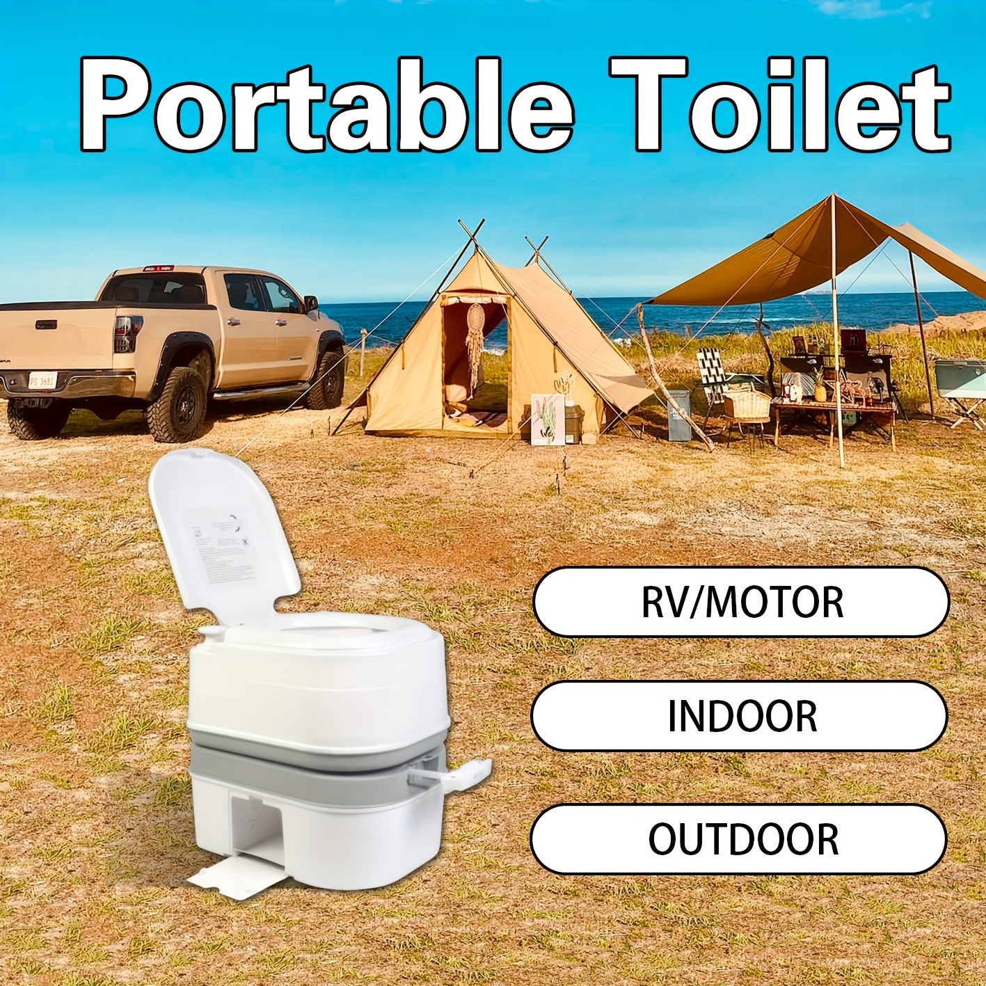 Inodoro portatil camping baño portátil inodoros asiento para ancianos  acampar RV