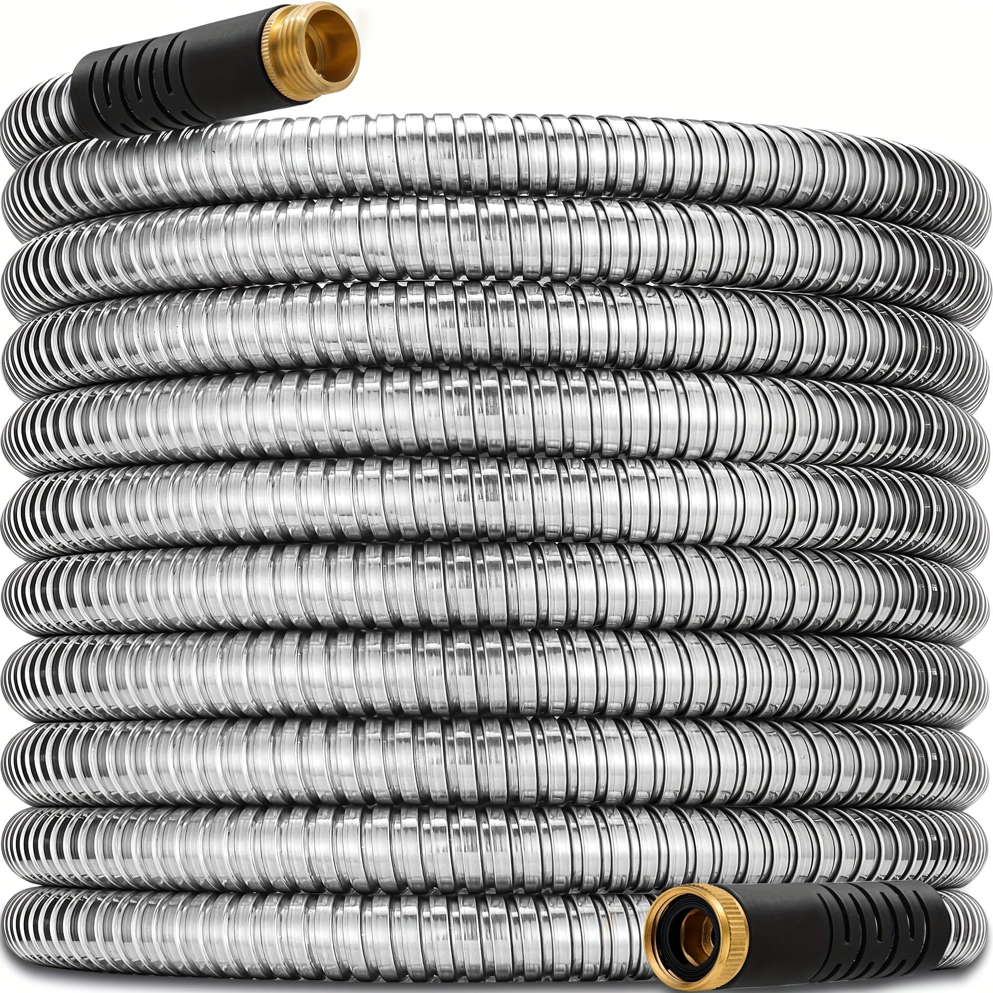 

Stainless Steel Garden Hose, Flexible Metal Water Hose Crush Resistant Solid Brass Fittings, Heavy Duty, No Kink & No , Lightweight, Durable, Easy To Coil