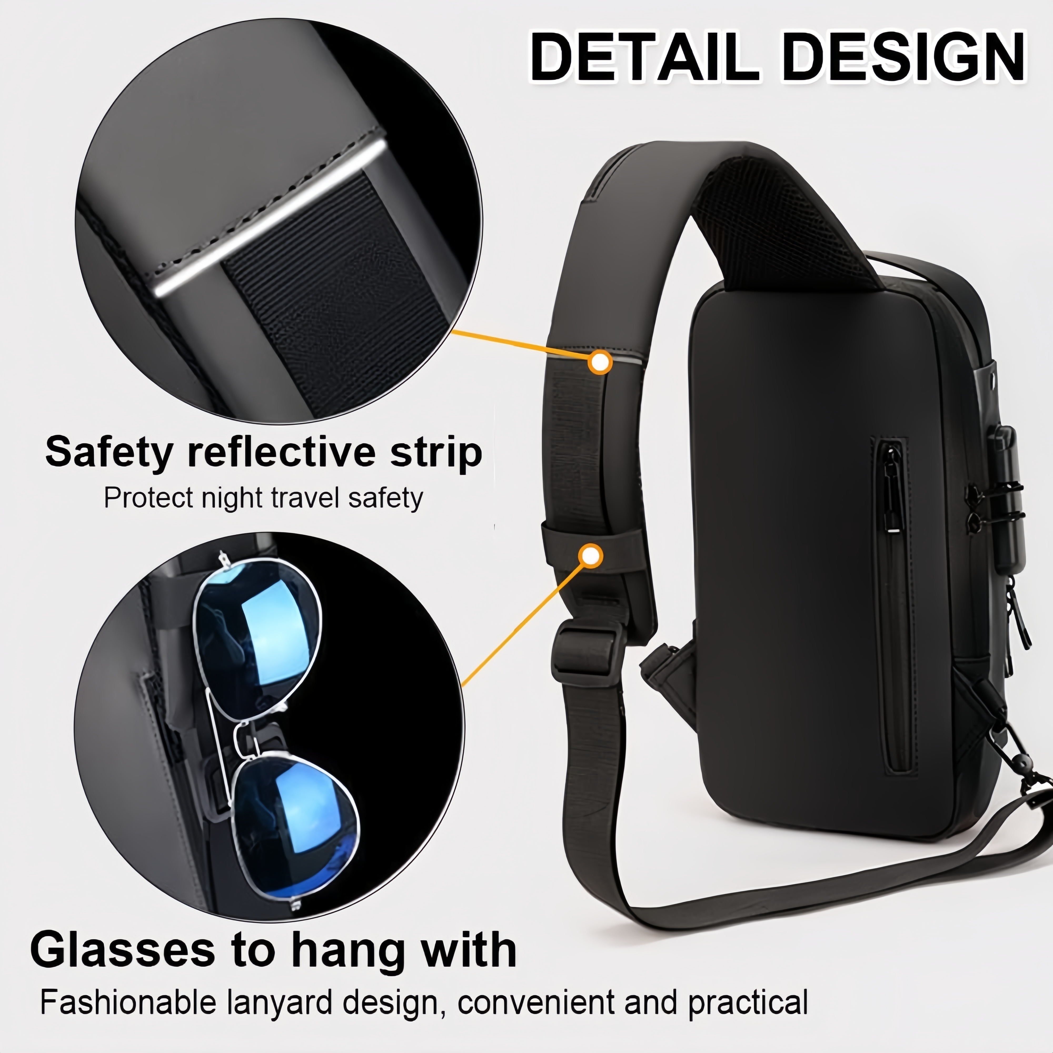 1 multifunctional fashionable crossbody bag with password lock casual travel sports chest bag wear resistant crossbody bag suitable for outdoor   strolling and daily commuting details 11