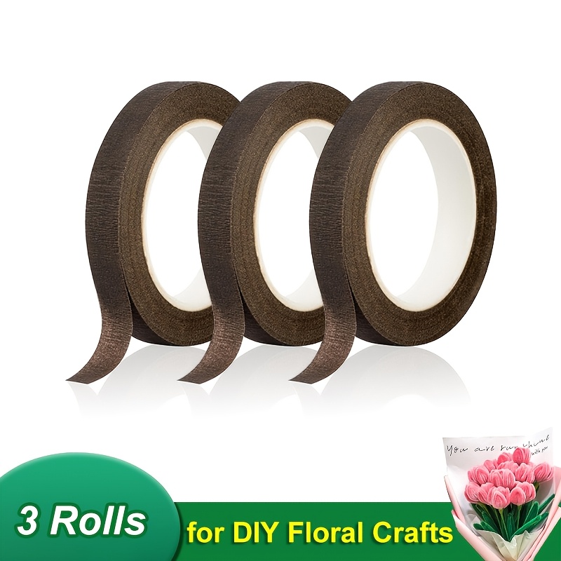 TEMU 3/6/12 Rouleaux de Ruban Autocollant pour Tiges de , Ruban d'Emballage pour Étamines de Fleurs Artificielles, Fournitures de Fleuriste pour