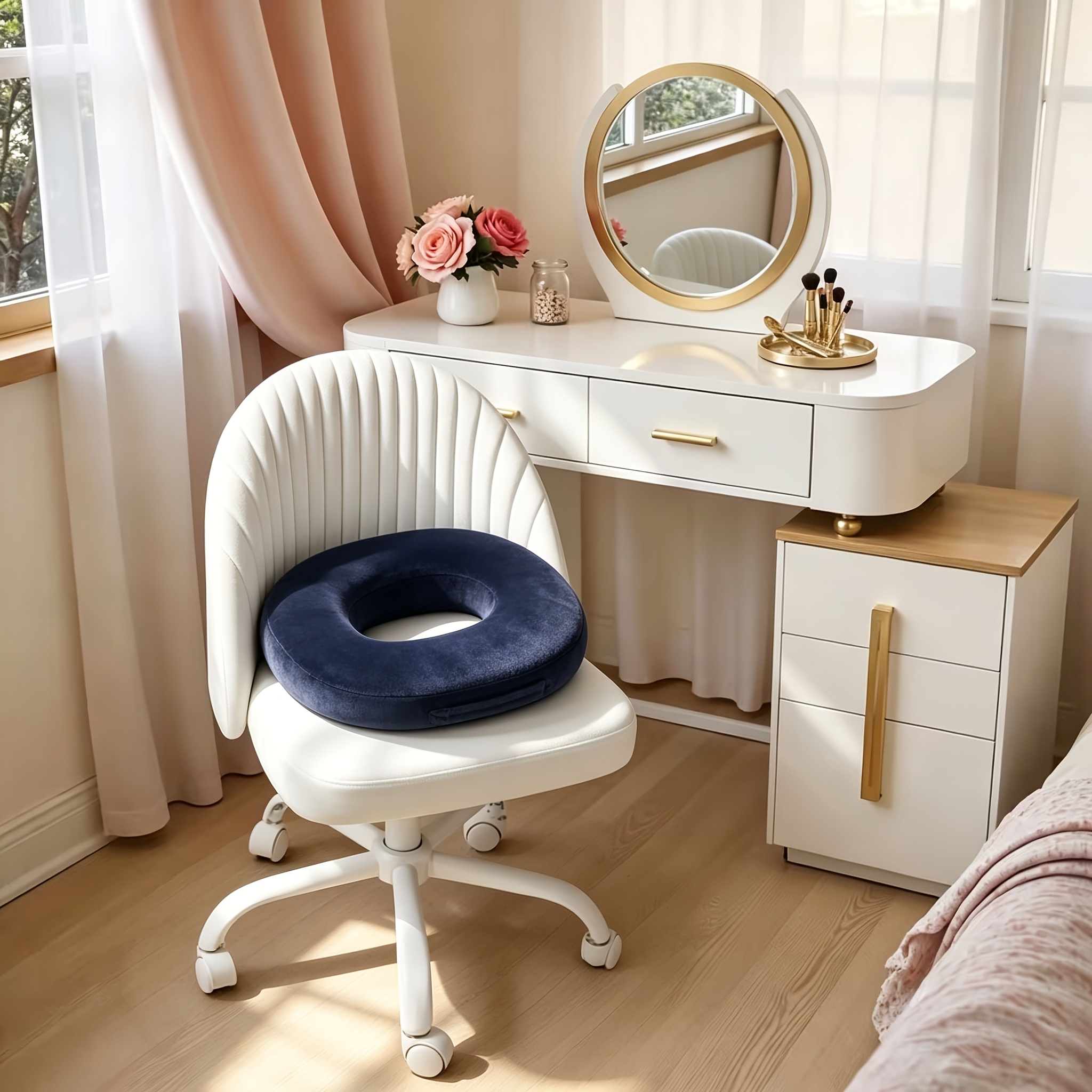 Image of 1pc Ergonomic Hemorrhoid Seat Cushion | Hole And Design, Coccyx Cushion Seat Ring Coccyx Sitting , For Office Chair, Car, Sciatica, Pregnancy