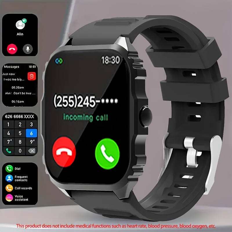 sporty multifunctional smartwatch with wireless calling outdoor hiking travel wear sports data tracking alarm clock prolonged sitting reminder metal body silicone strap   gift Product details 1