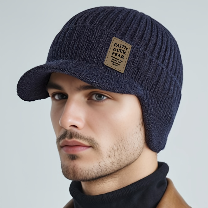 

Winter Beanie With Visor - Warm & Stylish Knit Hat For Outdoor Sports And Casual Wear