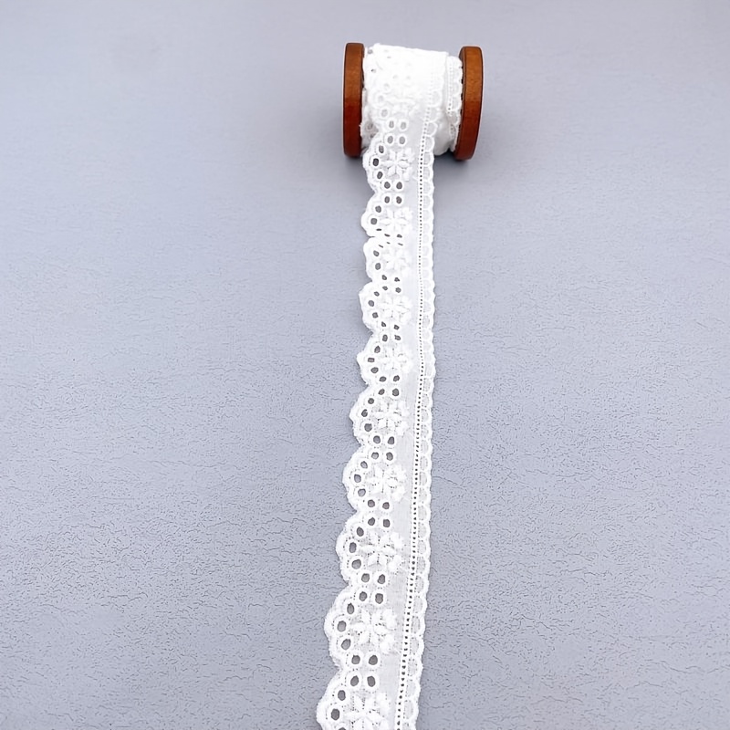TEMU 1 Yard (91 cm), Bande de Dentelle en à Points Floraux . Légère, Douce et Lavable avec Broderie, Utilisée pour la Décoration de Vêtements, la
