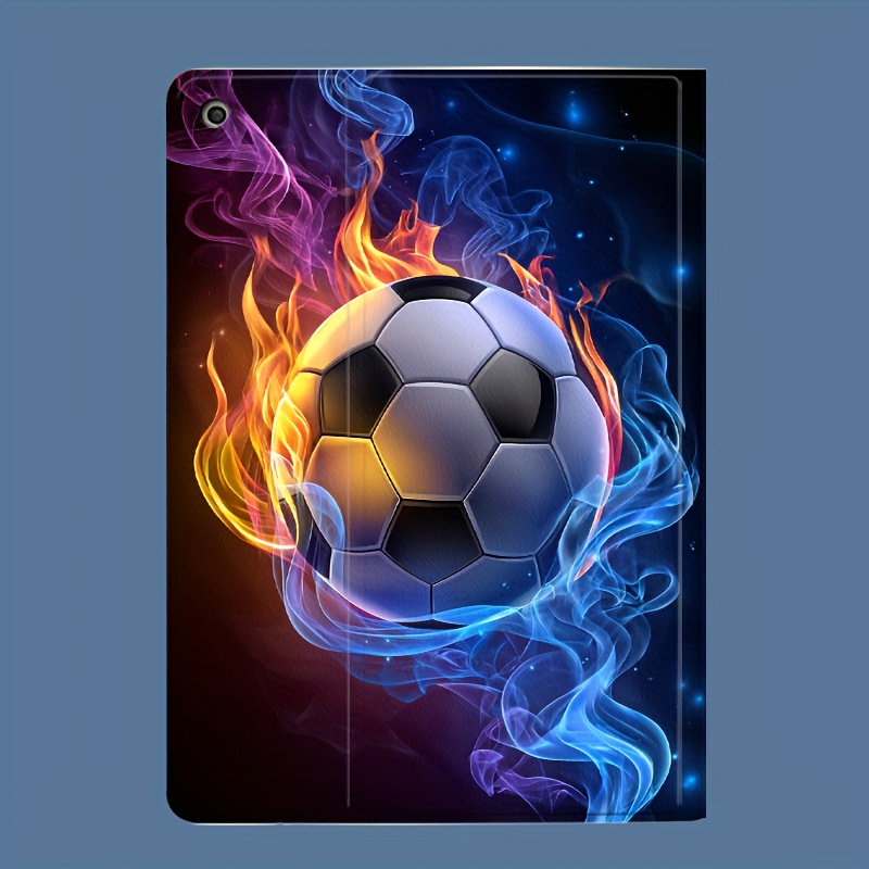 TEMU Fire-wrapped Football Tablet Protection Set Designed For Various For Ipad Models Including Air, Mini, And From 2017 To 2026. It Features A