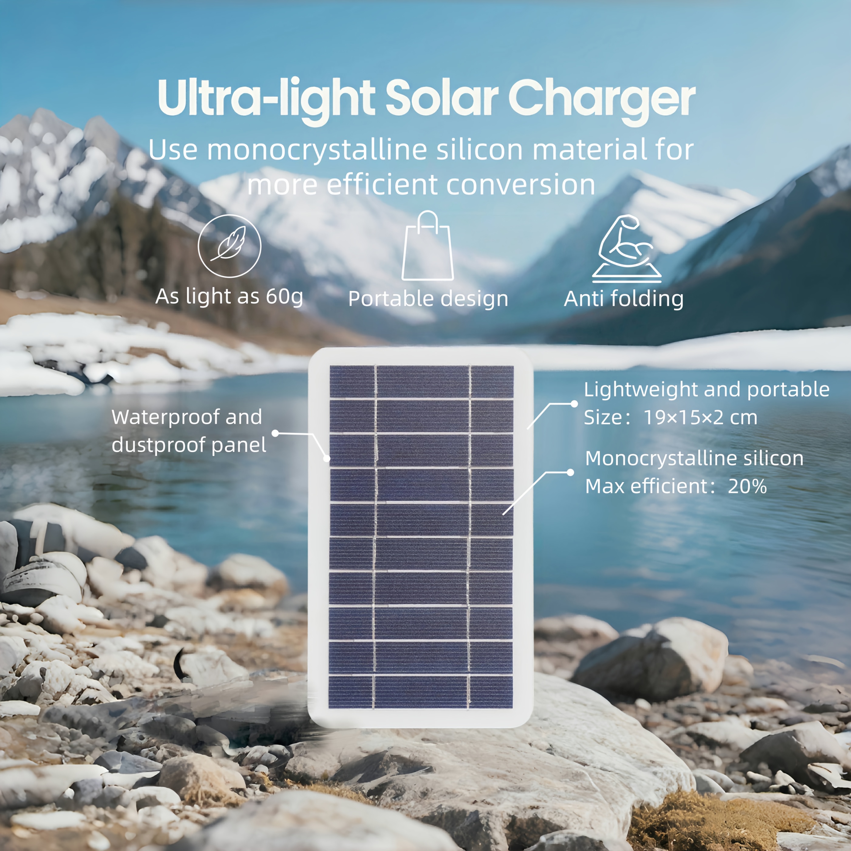 5v portable solar panel 2w monocrystalline high   usb fast charger high quality dustproof compatible with phones power banks sport cameras mini lightweight emergency power bank for camping hiking outdoor use camping gear   high  converter durable construction usbcompatible charger tech   Product details 2