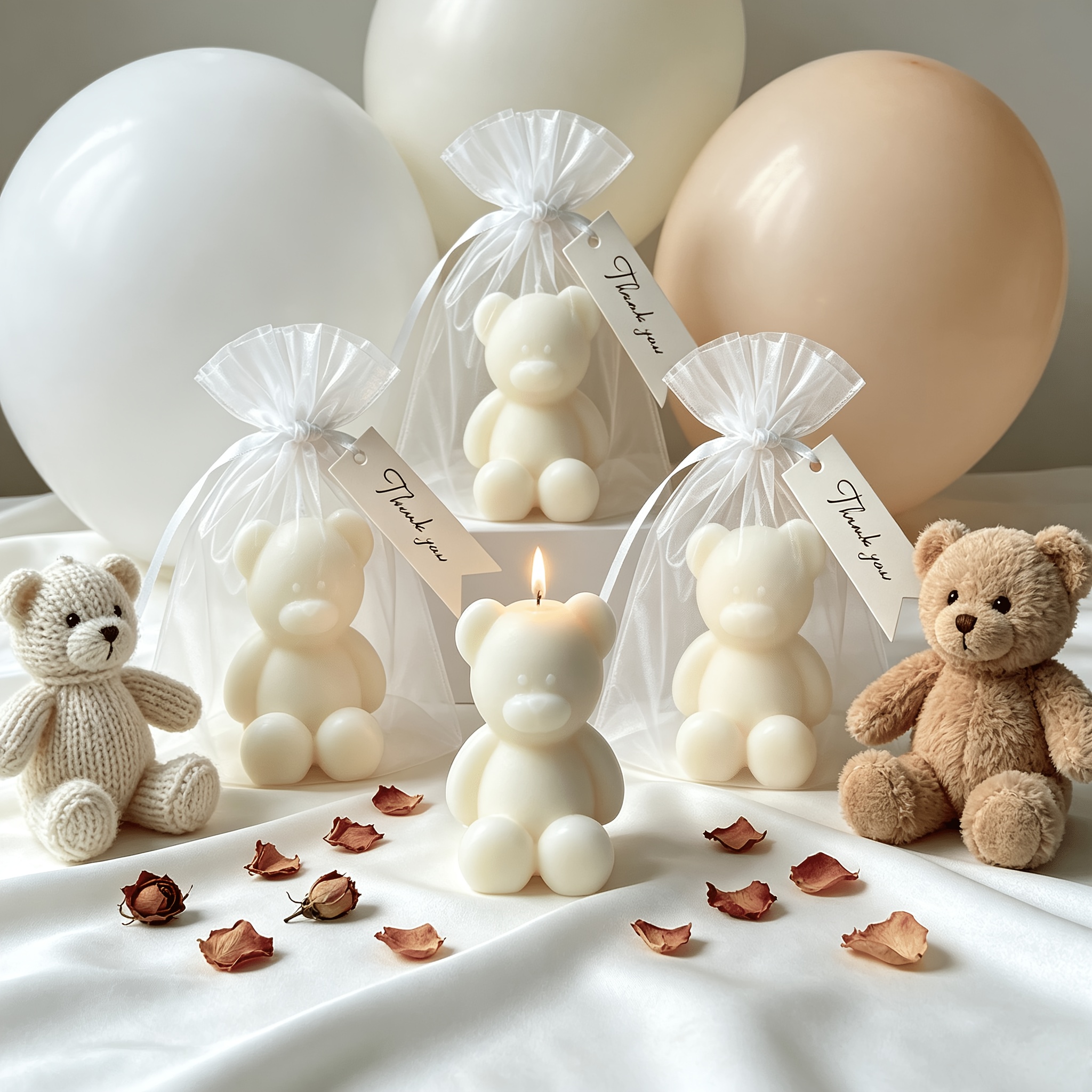 12pcs Handmade Teddy Bear Candles Gift Box Set