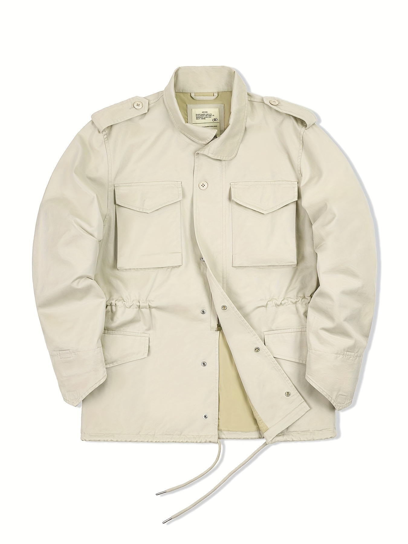 mens cotton retro collar zipper jacket m65 field - Temu South Africa