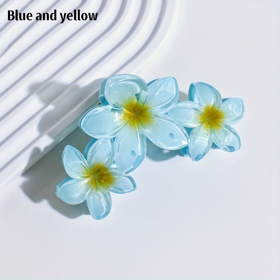 TEMU 1pc Women's Colorful 3-flower Hair Claw, Sweet And Stylish Design For Daily Use In Occasions, Suitable For Hair, Anti-slip Hair Clip, Gift