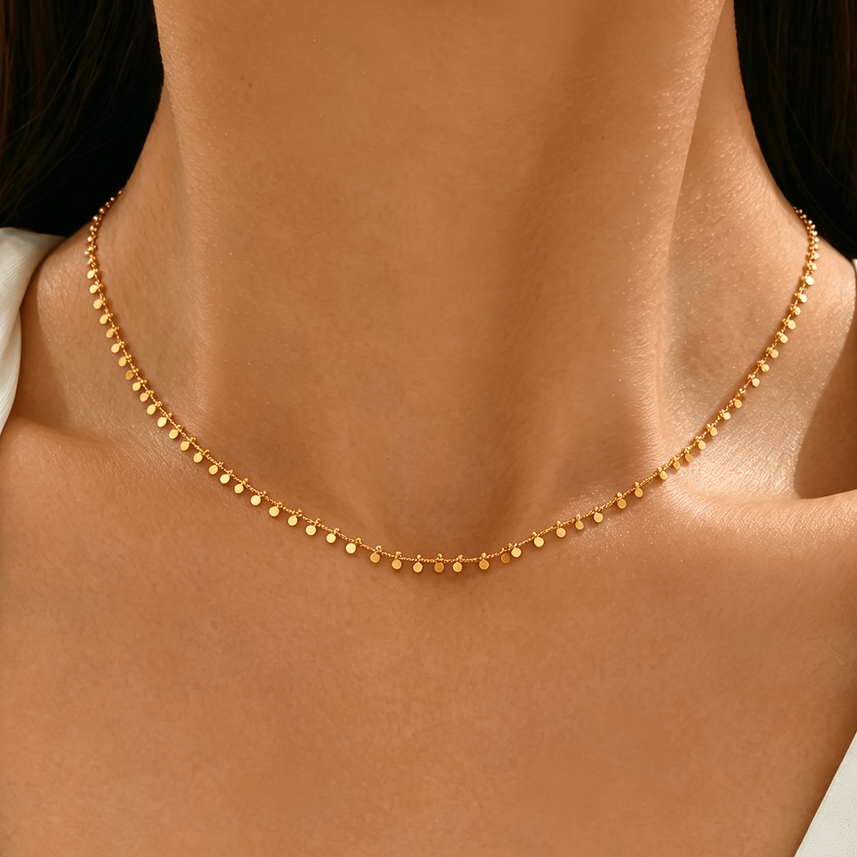 TEMU 1pc Retro Easy Round Plate Chain Design High-end Versatile Daily Commute Women's Necklace