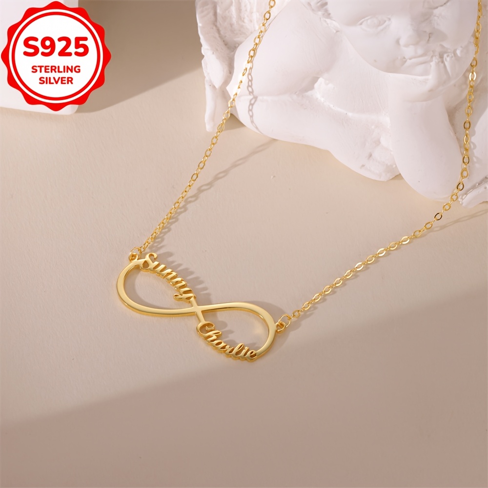 Image of 4g925 Silvery Custom Necklace - Personalized 8-character Engraved Pendant For Valentine's Day, , Birthday, Wedding & Graduation Gifts
