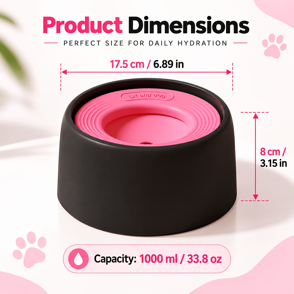 TEMU Pet Floating Water Bowl, Universal Drinking Feeder For Cats And Dogs, Mouth Design, Small Dog And Kitten Specific Water Bowl, Anti-dampening