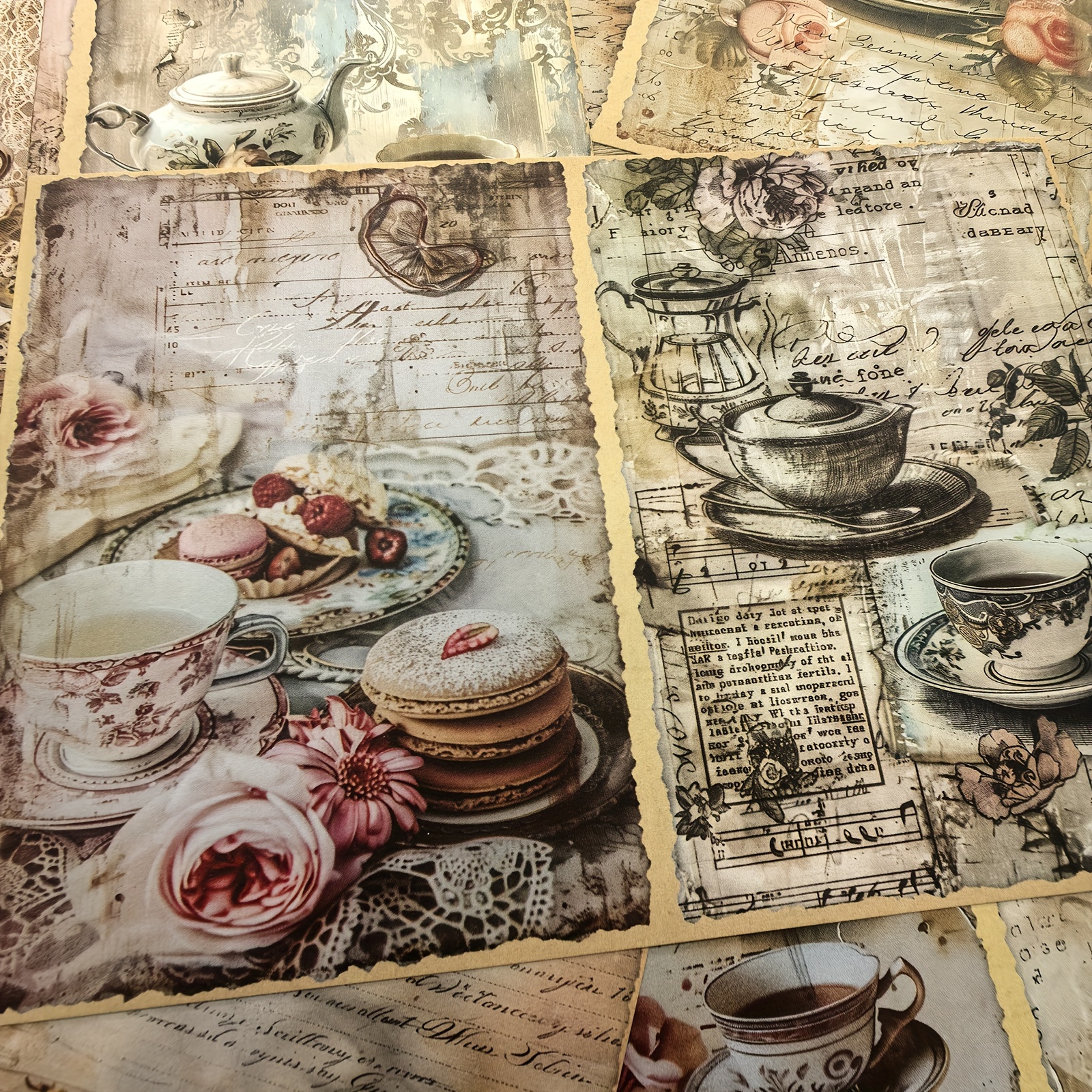 

Vigus 10-sheet Collection Of Watercolor Tea And Coffee Illustrations: A5 Size Handcrafted Papers For Scrapbooking And Journaling