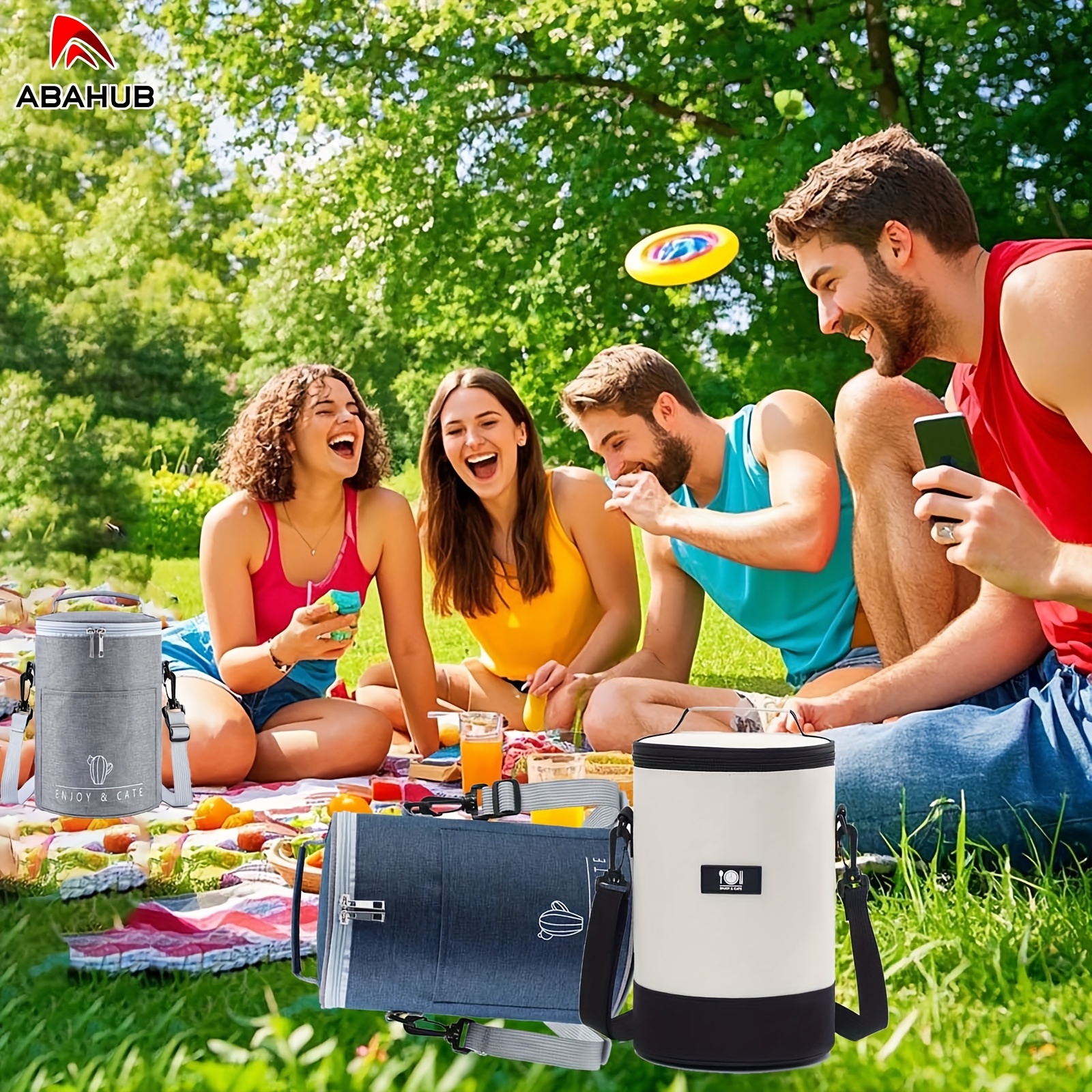 ABAHUB Insulated Cooler Bag with Large Capacity - Portable Aluminum Foil for Freshness And Heat Retention, New Designs for 2025, Perfect for Outdoor Adventures, Camping, And Picnics, Essential for Outdoor Dining | Sturdy Zipper Closure