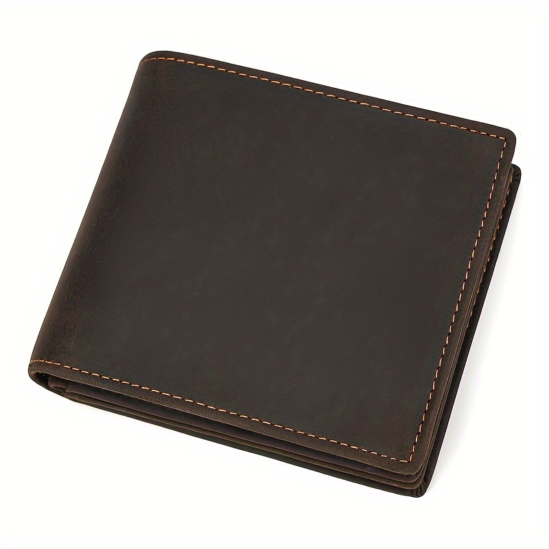 vintage leather wallet genuine short wallet - Temu