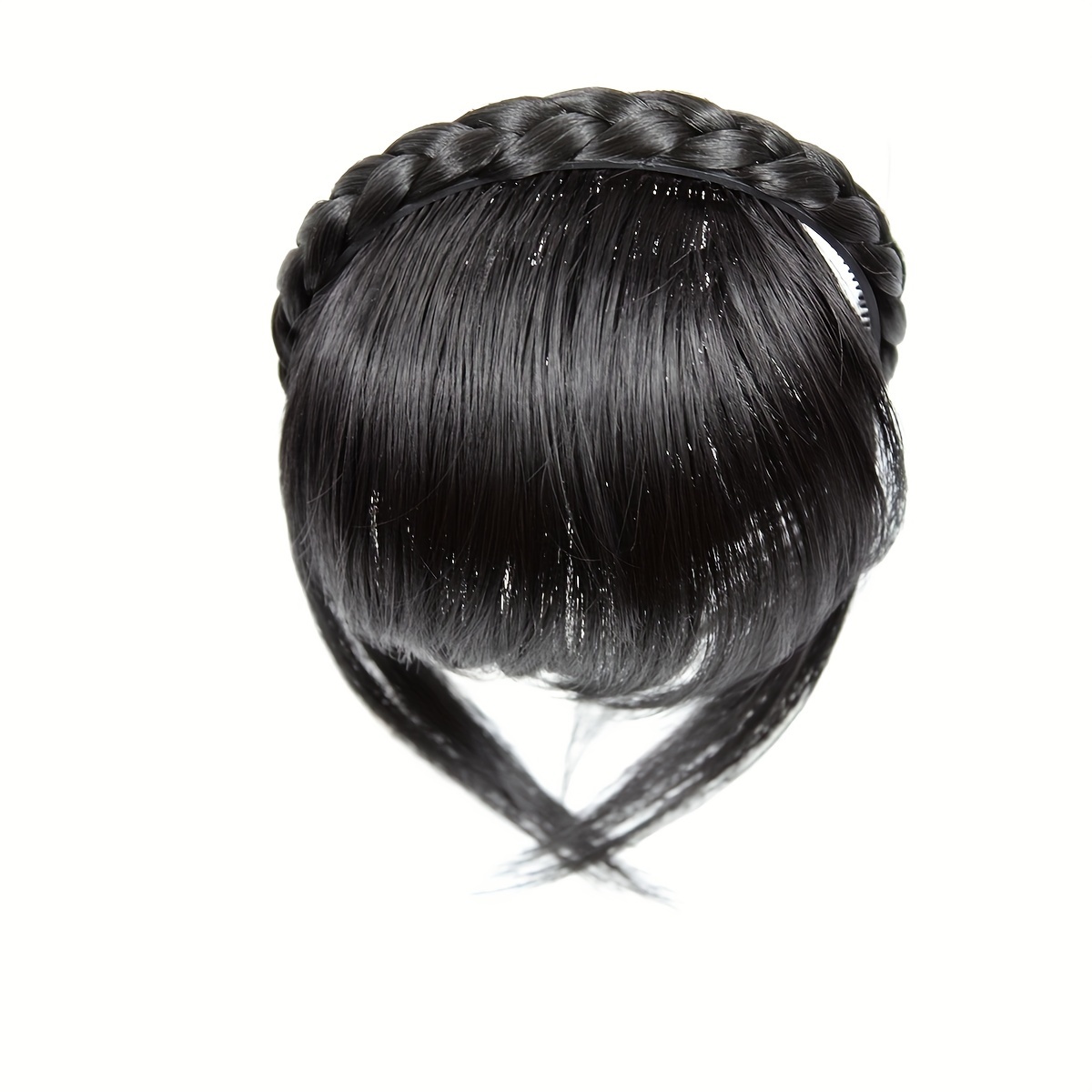 twist braid headband with bangs short straight synthetic hair bangs with hair hoop hair accessories halloween christmas details 7