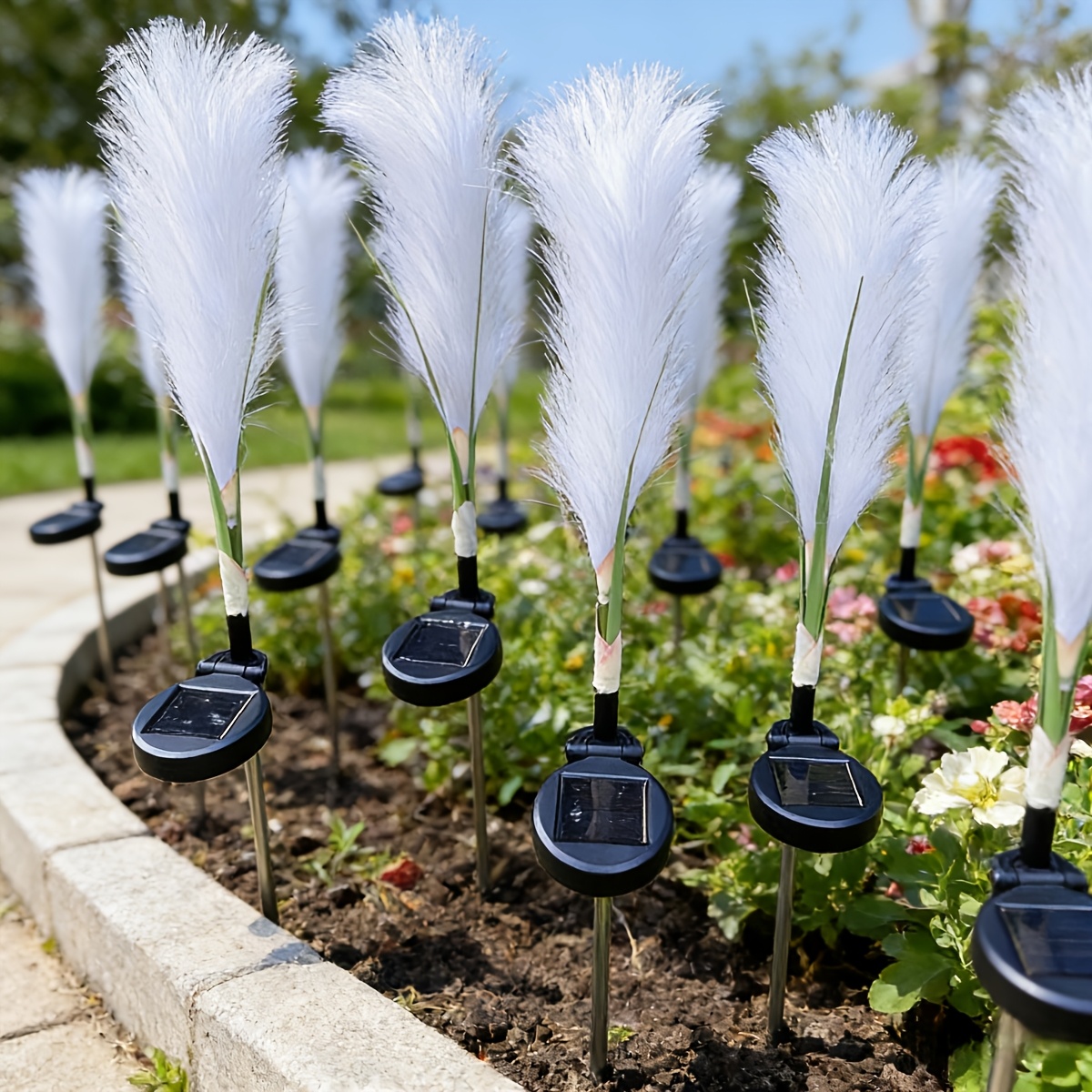 2pcs solar reed stake lights led garden decorative lights outdoor lawn landscape lighting pathway yard patio decoration auto on off dusk to dawn   decorative lamp Product details 1