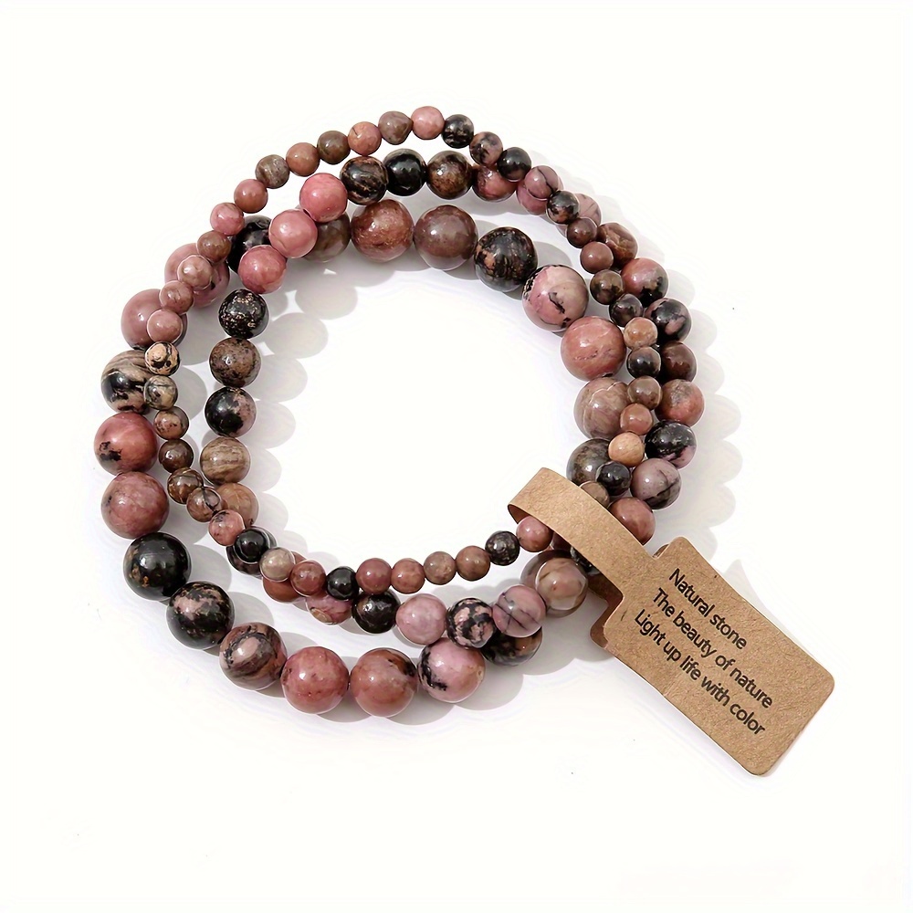 Stone Bead Bracelet Set, 4mm 6mm 8mm, Couple Hand Chain