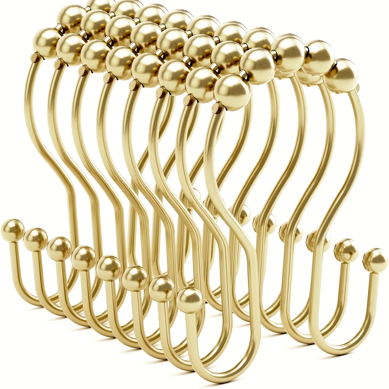 TEMU Set di 12 ganci per da doccia resistenti alla con design a guida per un facile utilizzo su aste da bagno
