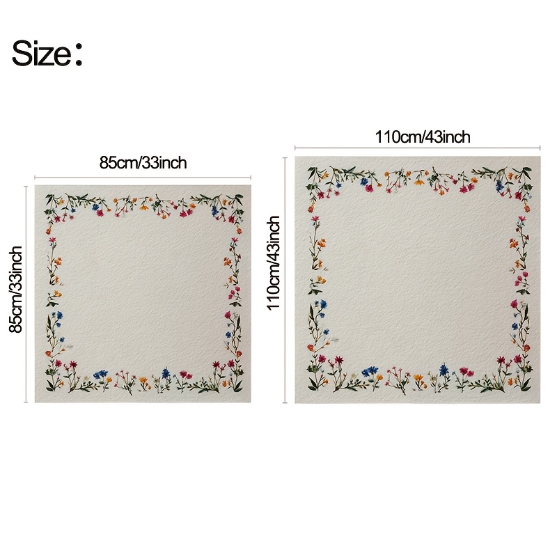 TEMU 1pc Table Cover With A Delicate Floral Edge, Perfect For Farmhouse Kitchen Decor, Suitable For Indoor , In Sizes 85 X 85 Cm And 110 X 110 Cm,