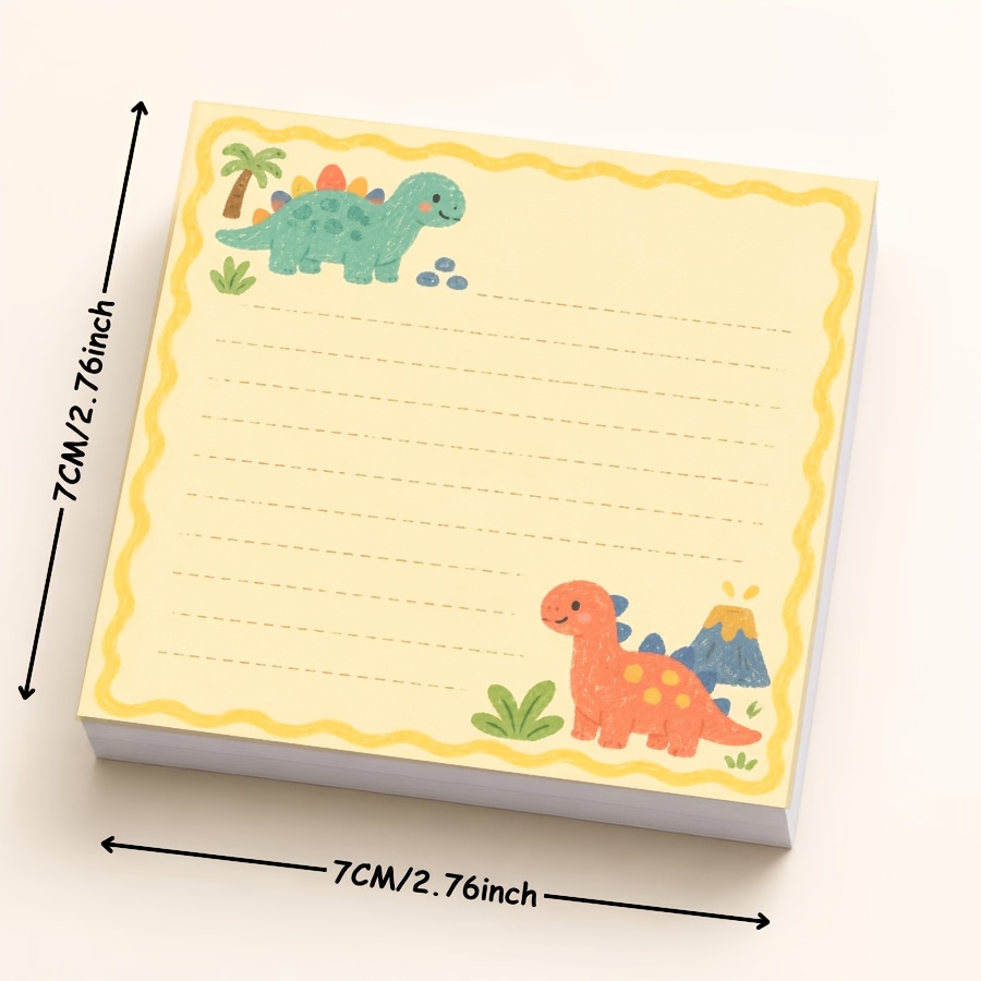 TEMU Cute Dinosaur Memo Pad, Kawaii Prehistoric Cartoon Design, Colorful Dino Illustration, Lined Writing Notes, To-do List, Study, Office, School &