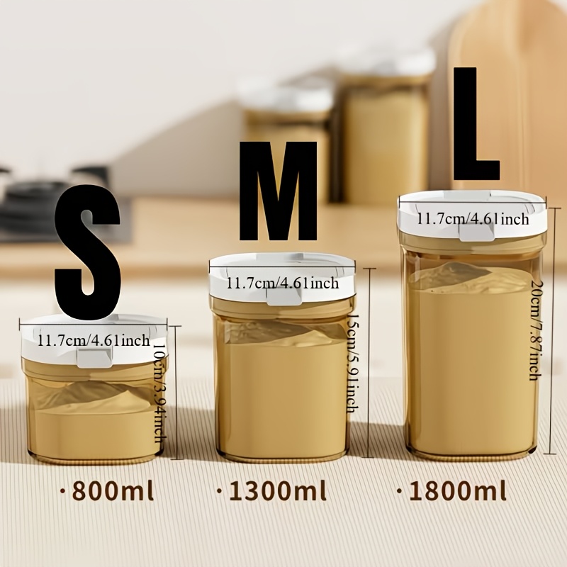 TEMU 1pc 800ml/1300ml/1800ml Airtight Food Storage Container With Lid, Fresh-keeping Storage Box, Spice Storage Container, Reusable Kitchen Storage
