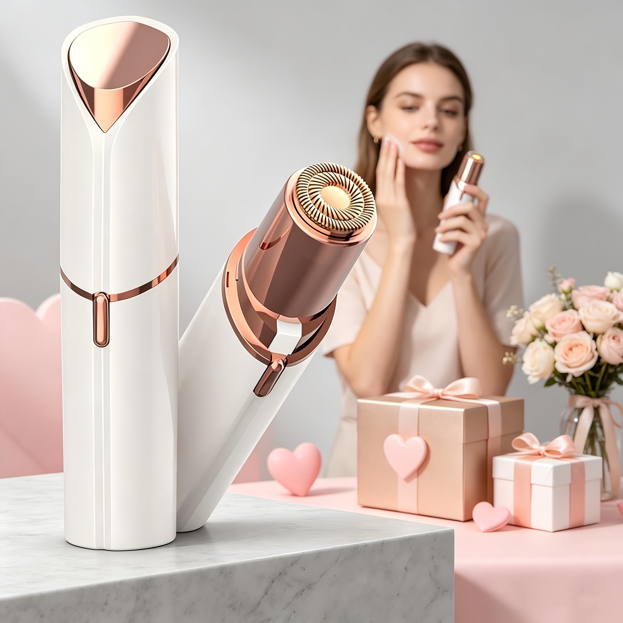 TEMU Portable Lipstick Style Women Epilator, Usb Rechargeable Mini Facial Hair Remover For Face Eyebrow Fine Hair Grooming
