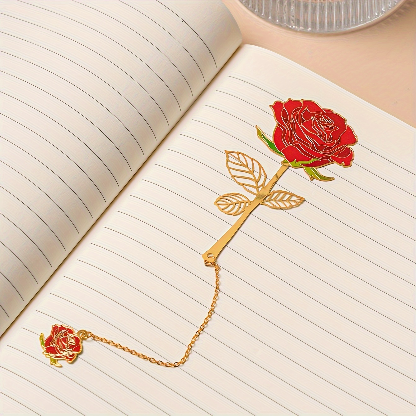 

1pc Rose Flower Metal Bookmark, Metal Red Rose Bookmark, Creative Gift Book Marker For Book Lovers