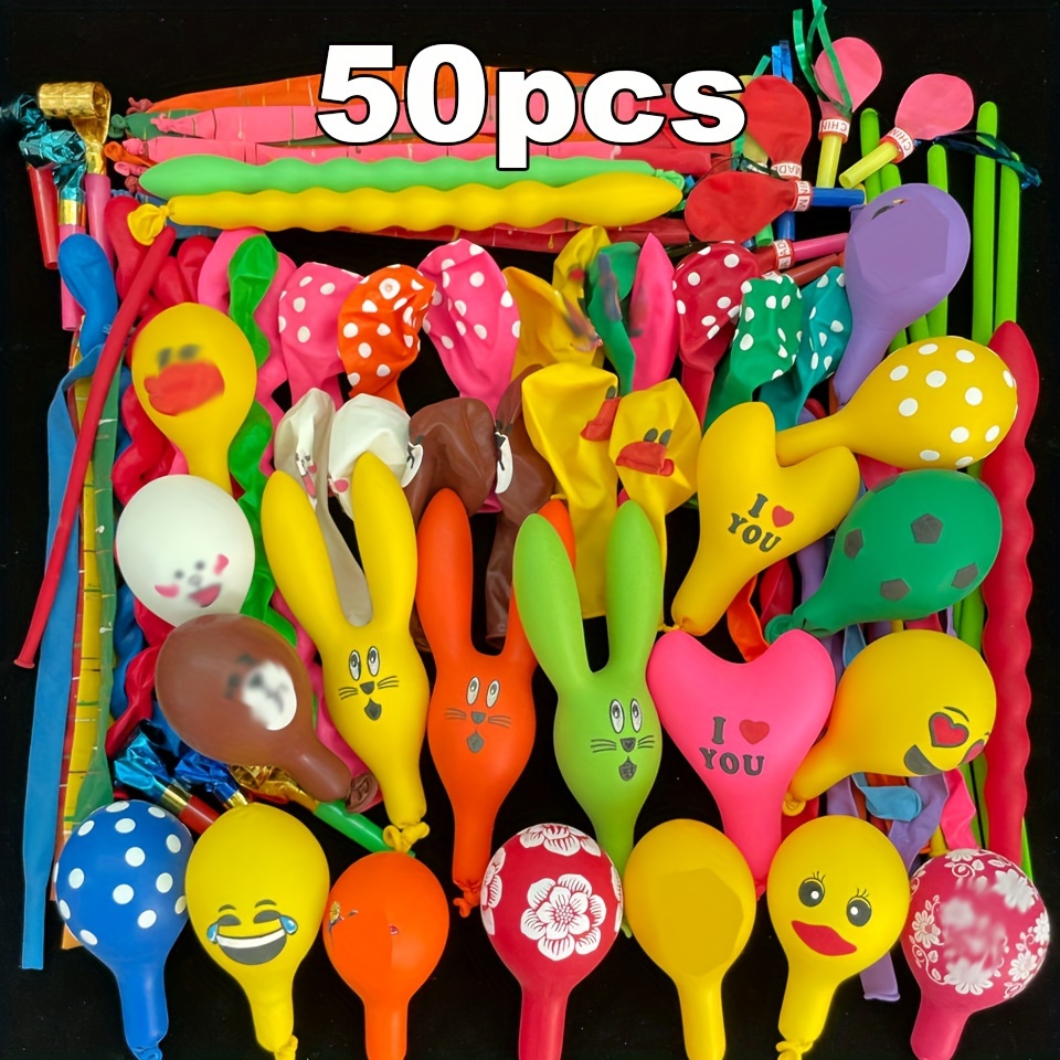 

Uabu Latex Balloon Pack - 50pcs Set For Party Decorations, Assorted Shapes & For All , Suitable For 14+